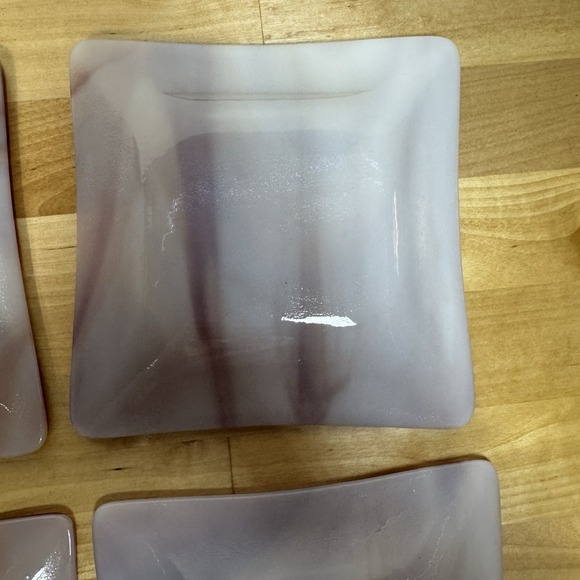 Set of 4 White Orange Red Fused Art Glass Trays 6" by 6" - Picture 12 of 15